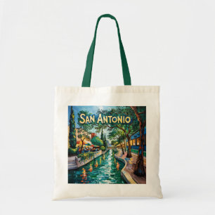 Tote Bag San Antonio Texas River Walk Van Gogh Ville Vibran