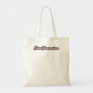 Tote Bag San Francisco blanc rouge et or sur noir