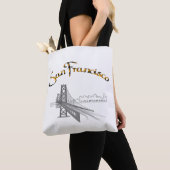 Tote Bag San Francisco, CA, Noir, Or, Cool (De près)