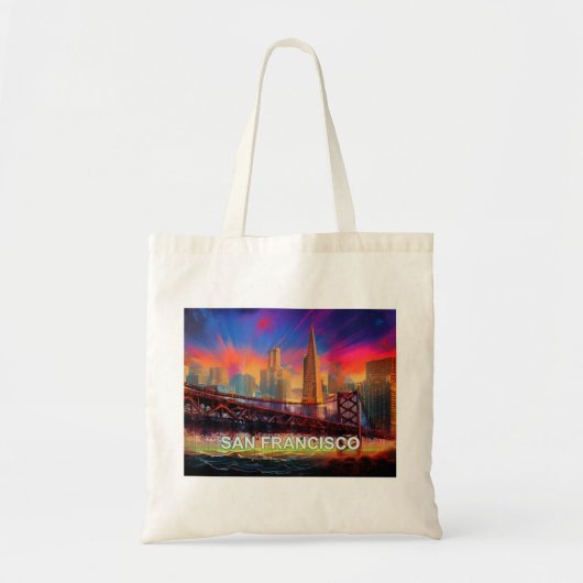 Tote Bag San Francisco Skyline Abstrait Art (Devant)