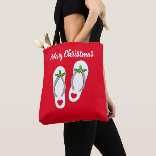 Tote Bag Sandales de plage mignonnes pour un joyeux Noël tr