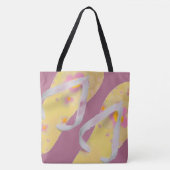 Tote Bag Sandales Flipflop de plage jaune (Devant)