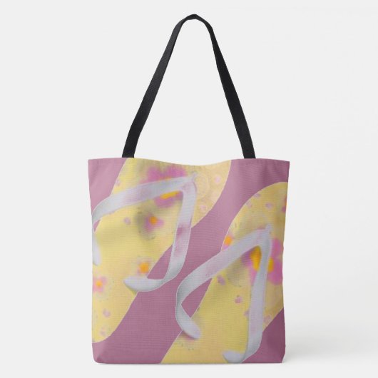 Tote Bag Sandales Flipflop de plage jaune (Dos)