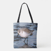Tote Bag Sanderling se promène sur une plage d'hiver (Dos)