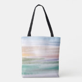 Tote Bag Sandy Beach Ocean Waves Coucher de soleil Couleur (Dos)