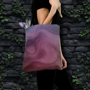Tote Bag Sangria Strata   Moody Pink and Purple Luxe Agate
