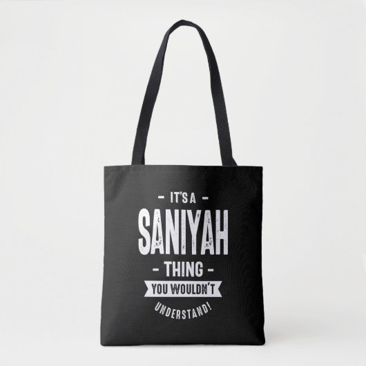 Tote Bag Saniyah Nom personnalisé Cadeau Anniversaire (Devant)
