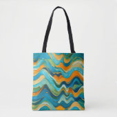 Tote Bag "Sanlúcar" Vagues bleu vert orange (Devant)