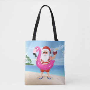 Tote Bag Santa Claus with flamingo