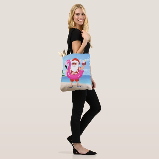 Tote Bag Santa Claus with flamingo (Sur le modèle)