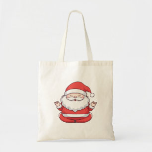 Tote Bag Santa Kawaii Drôle de Yoga Méditation