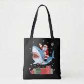 Tote Bag Santa Riding Shark Christmas Pajama Cute Ocean (Devant)