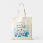 Tote Bag Santorin Grèce aquarelle paysage bachelorette (Dos)