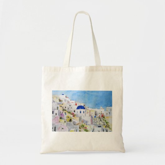 Tote Bag Santoroni Grèce Aegean watercolor (Devant)