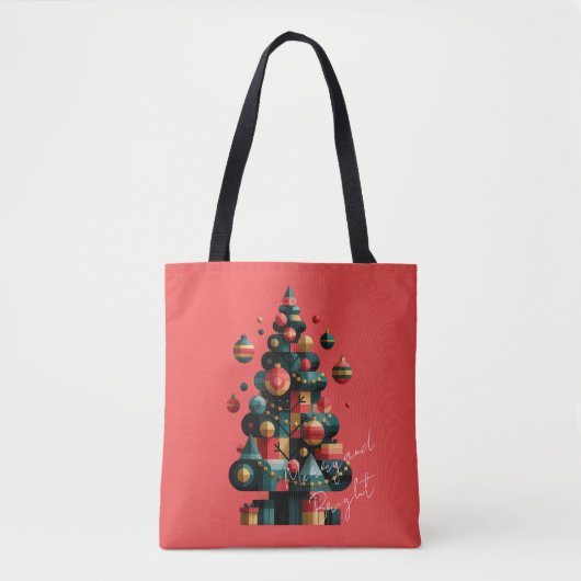 Tote Bag Sapin de Noël géométrique (Devant)