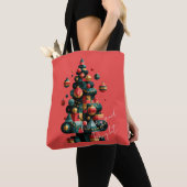 Tote Bag Sapin de Noël géométrique (De près)