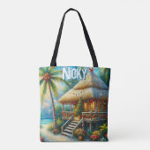 Tote Bag Sapin de Noël Palmier Tropical Personnalisé (Dos)
