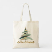 Tote Bag Sapin de Noël peint abstrait (Dos)