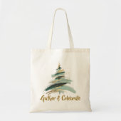 Tote Bag Sapin de Noël peint abstrait (Devant)