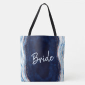 Tote Bag Sapphire Blue Rose Gold Géode Agate Marbre Bride (Devant)