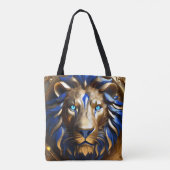 Tote Bag Sapphire Lion Bleu Et Or, (Dos)
