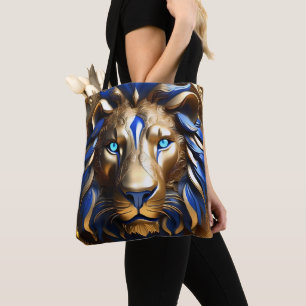 Tote Bag Sapphire Lion Bleu Et Or,