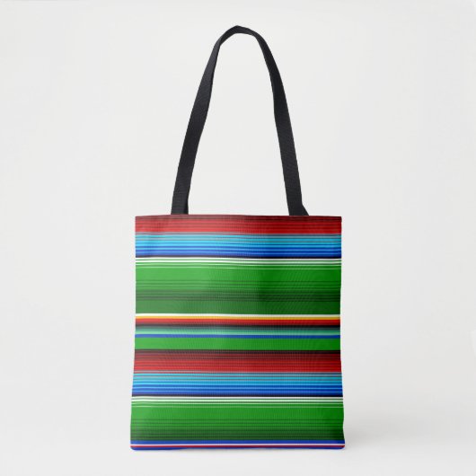 Tote Bag Sarape mexicaine rouge vert (Devant)