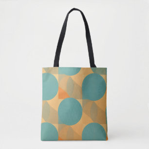 Tote Bag Sarcelle, Brun clair et Orange dans un motif de st
