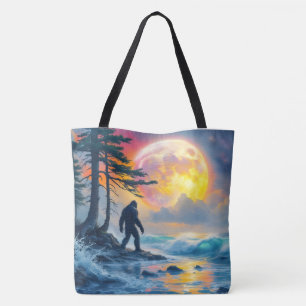 Tote Bag Sasquatch debout sur une rive océanique