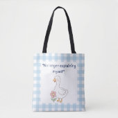 Tote Bag Sassy Goose with Blue Gingham Charm (Devant)