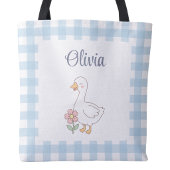 Tote Bag Sassy Goose with Blue Gingham Charm
