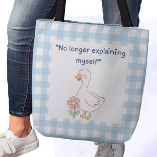 Tote Bag Sassy Goose with Blue Gingham Charm