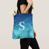 Tote Bag Satin bleu monogramme (De près)