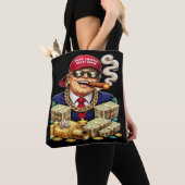Tote Bag Satirical MAGA Billionaire Cartoon — Retro Pop Art (De près)
