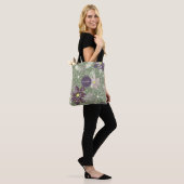 Tote Bag sauge prune violet plumes lilas fleurs motif (Sur le modèle)