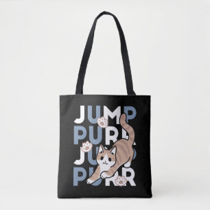 Tote Bag Sauter Purr Jump : Conception de chat joueuse avec