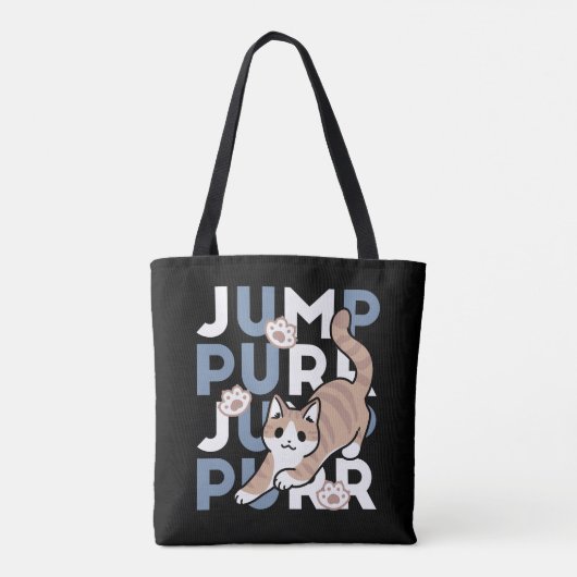 Tote Bag Sauter Purr Jump : Conception de chat joueuse avec (Dos)