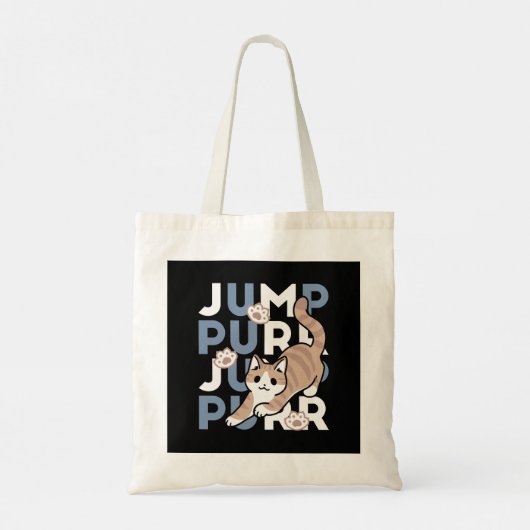 Tote Bag Sauter Purr Jump : Conception de chat joueuse avec (Dos)