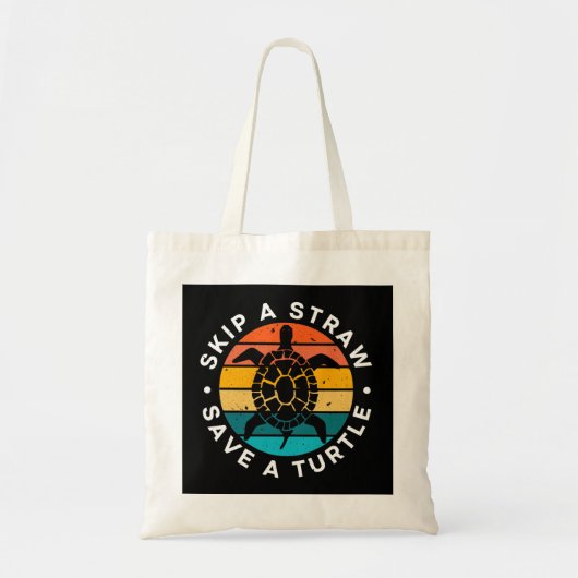 Tote Bag Sauter Une Paille Sauver Une Tortue (Devant)