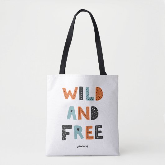 Tote Bag Sauvage et libre | Lettres Doodle (Devant)