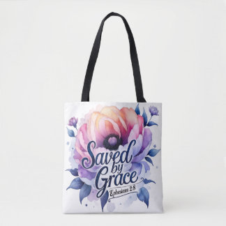 Tote Bag Sauvé par la Grâce – Conception Florale Chrétienne