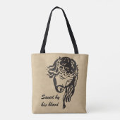 Tote Bag Sauvé par le sang Jésus Couronne d'épines (Dos)