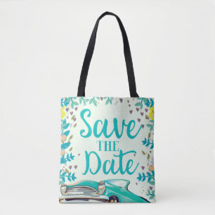Tote Bag Sauvegarder la date voiture classique vintage rétr