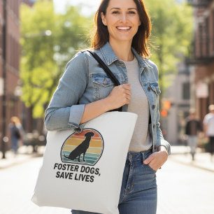 Tote Bag Sauveteur de chien au coucher de soleil rétro pour