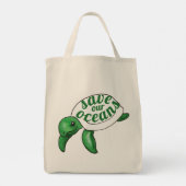 Tote Bag Sauvez nos océans Cute Turtle (Dos)