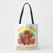 Tote Bag Sauvez un arbre Mangez un castor amusant Pun casto (Devant)