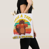 Tote Bag Sauvez un arbre Mangez un castor amusant Pun casto (De près)