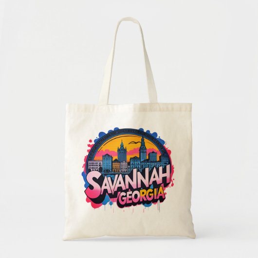 Tote Bag Savannah Georgia Skyline   (Devant)