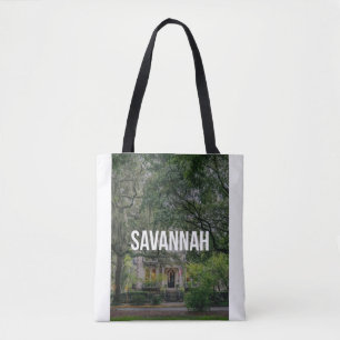 Tote Bag Savannah Géorgie Maison Historique et Chênes Vifs