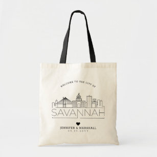 Tote Bag Savannah Mariage   Skyline stylisée